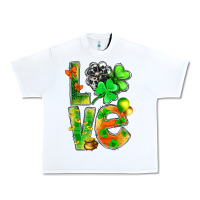 White st.patrick love with clover Urban Heavy Tee - NancyCooperArtShop
