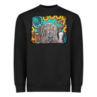 Black Cows Glitter Turquoise Leopard Sunflowers Heavyweight Sweatshirt - CowCowDesign