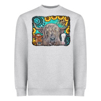 Heather Grey Cows Glitter Turquoise Leopard Sunflowers Heavyweight Sweatshirt - CowCowDesign