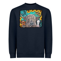 Navy Cows Glitter Turquoise Leopard Sunflowers Heavyweight Sweatshirt - CowCowDesign