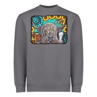 Storm Cows Glitter Turquoise Leopard Sunflowers Heavyweight Sweatshirt - CowCowDesign