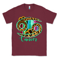 Burgundy Cancer Zodiac Sign Sunflower Leopard Serape Classic Tee - RanaPortraitStore