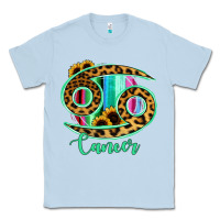 Dusty Blue Cancer Zodiac Sign Sunflower Leopard Serape Classic Tee - RanaPortraitStore