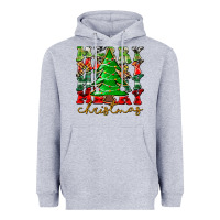 Heather Grey Merry Christmas Tree Heavyweight Hoodie - CowhideDigitalArt