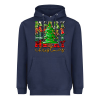 Navy Merry Christmas Tree Heavyweight Hoodie - CowhideDigitalArt