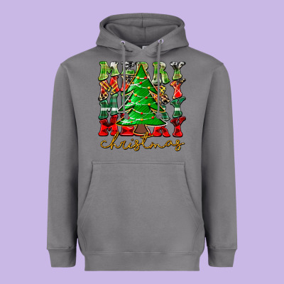 Merry Christmas Tree Heavyweight Hoodie Designed By Cowhidedigitalart