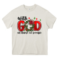 Cream with god all things are possible Heavy Core Tee - MaliasSmallBusiness