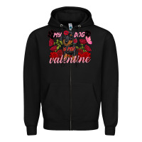Black my dog is my valentine valentine's day Zipper Hoodie - FaDigitalArtStudio