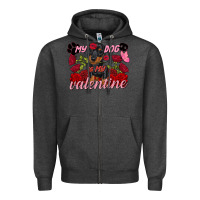 Charcoal Heather my dog is my valentine valentine's day Zipper Hoodie - FaDigitalArtStudio