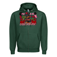 Sports Green my dog is my valentine valentine's day Zipper Hoodie - FaDigitalArtStudio