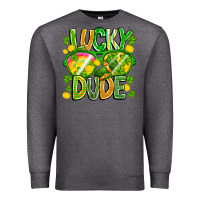 Charcoal Heather Lucky Dude Premium Sweatshirt - CowhideDigitalArt