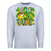 Heather Grey Lucky Dude Premium Sweatshirt - CowhideDigitalArt