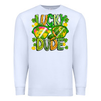 White Lucky Dude Premium Sweatshirt - CowhideDigitalArt