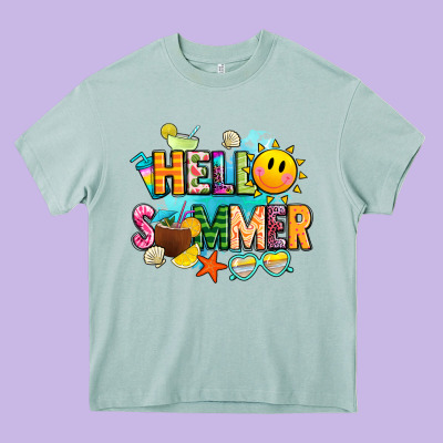 Hello Summer Heavy Core Tee Designed By Jahusdesignshop