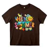 Chocolate Brown hello summer Heavy Core Tee - JahusDesignShop