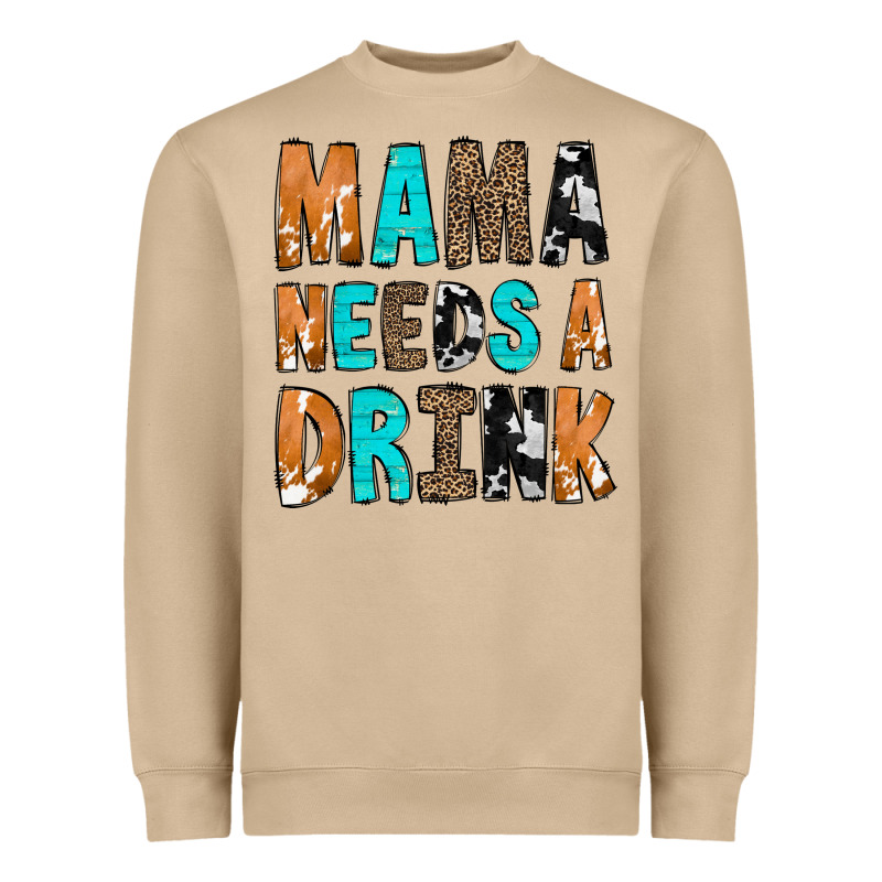 Mama Needs A Drink Heavyweight Sweatshirt by CowCowDesign | Teevron