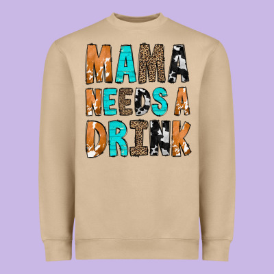 Mama Needs A Drink Heavyweight Sweatshirt Designed By Cowcowdesign