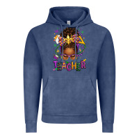 Vintage Denim mardi gras teacher afro messy bun Vintage Hoodie - texasbilliewilder
