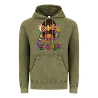 Vintage Olive mardi gras teacher afro messy bun Vintage Hoodie - texasbilliewilder