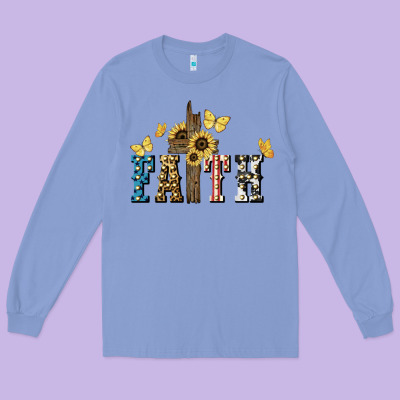 Faith Usa Sunflower 4th Of July Long Sleeve Tee Designed By Howdyjamesfarm