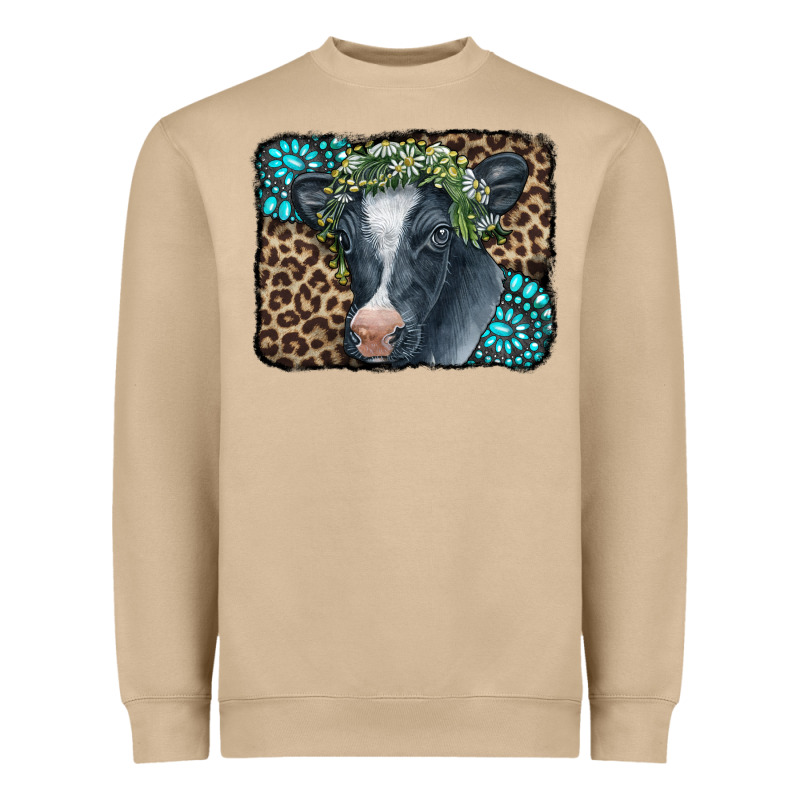 Floral Cow Leopard Gemstone Heavyweight Sweatshirt by CowCowDesign | Teevron
