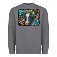 Storm Floral Cow Leopard Gemstone Heavyweight Sweatshirt - CowCowDesign