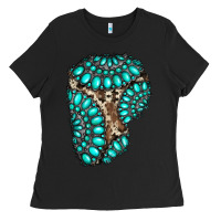 Black gemstone cowhide patches Ladies Tee - RanaPortraitStore