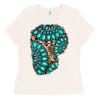 Bone gemstone cowhide patches Ladies Tee - RanaPortraitStore