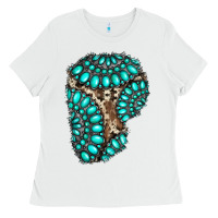 White gemstone cowhide patches Ladies Tee - RanaPortraitStore