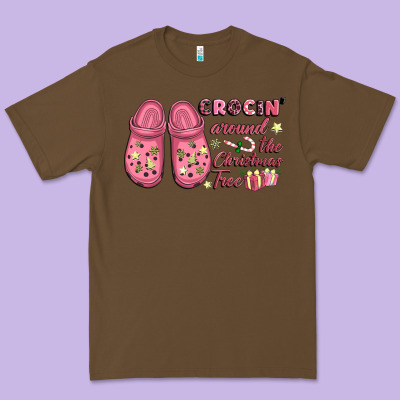 Pink Christmas Crocin' Around The Christmas Tree Premium Tee Designed By Nancycooperartshop