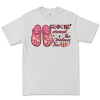 Dove Grey Pink Christmas crocin' around the Christmas tree Premium Tee - NancyCooperArtShop