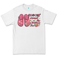 White Pink Christmas crocin' around the Christmas tree Premium Tee - NancyCooperArtShop