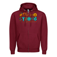 Burgundy she is strong Zipper Hoodie - BundleAndBundleShop