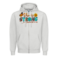 Dove Grey she is strong Zipper Hoodie - BundleAndBundleShop