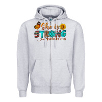 Heather Grey she is strong Zipper Hoodie - BundleAndBundleShop