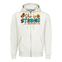 Oatmeal Heather she is strong Zipper Hoodie - BundleAndBundleShop