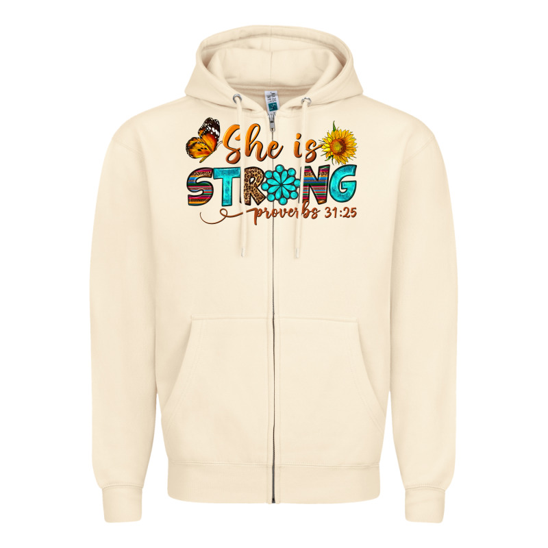 She Is Strong Zipper Hoodie by BundleAndBundleShop | Teevron