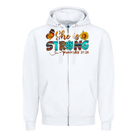 White she is strong Zipper Hoodie - BundleAndBundleShop