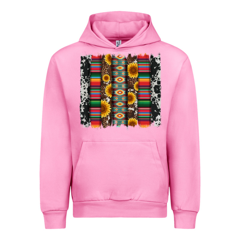 Cowhıde Aztec Serape Wıth Leopard And Sunflowers Brushstroke Urban Hoodie by Artiststas | Teevron