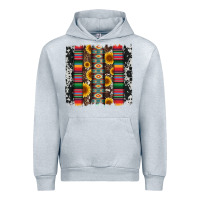 Heather Grey cowhıde aztec serape wıth leopard and sunflowers brushstroke Urban Hoodie - Artiststas