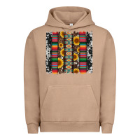 Pigment Burro cowhıde aztec serape wıth leopard and sunflowers brushstroke Urban Hoodie - Artiststas