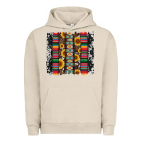 Pigment French Oak cowhıde aztec serape wıth leopard and sunflowers brushstroke Urban Hoodie - Artiststas