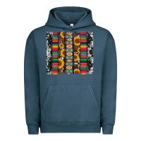 Pigment Midnight Navy cowhıde aztec serape wıth leopard and sunflowers brushstroke Urban Hoodie - Artiststas