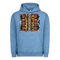 Pigment Pebble Blue cowhıde aztec serape wıth leopard and sunflowers brushstroke Urban Hoodie - Artiststas