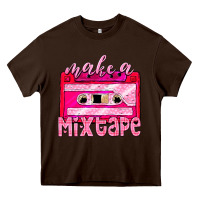 Chocolate Brown make a mixtape cassette Heavy Core Tee - NancyCooperArtShop