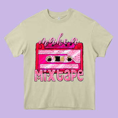 Make A Mixtape Cassette Heavy Core Tee Designed By Nancycooperartshop