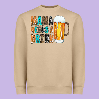 Mama Needs A Drink Heavyweight Sweatshirt Designed By Cowcowdesign