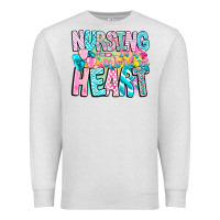 Oatmeal Heather Nursing is a work of heart Premium Sweatshirt - CowhideDigitalArt