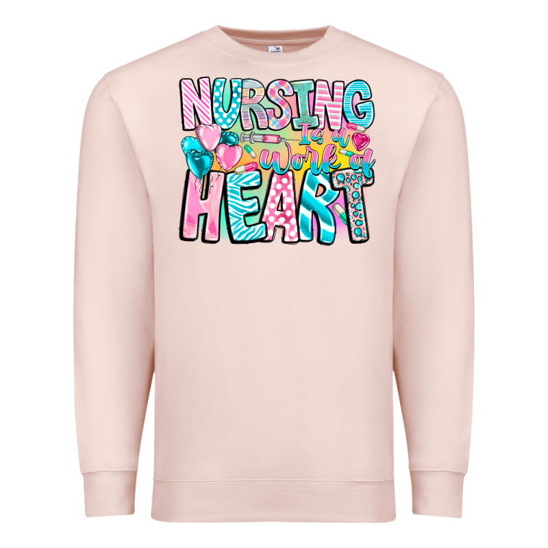 Nursing Is A Work Of Heart Premium Sweatshirt by CowhideDigitalArt | Teevron
