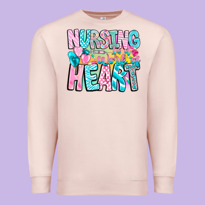 Nursing Is A Work Of Heart Premium Sweatshirt Designed By Cowhidedigitalart